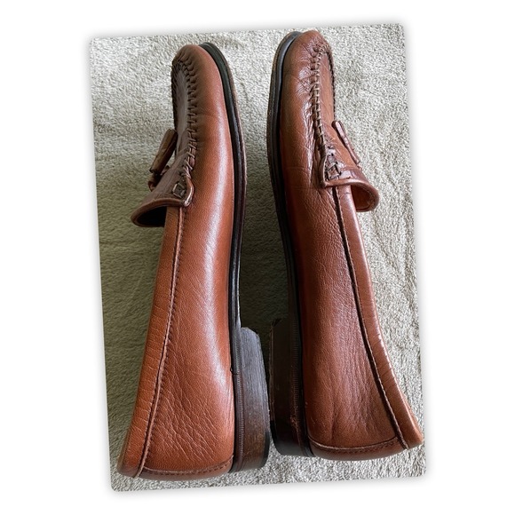 Vintage Rosina Ferragamo SCHIAVONE Brown Croc Embossed Tassel Loafers Men\'s 8D main image 9